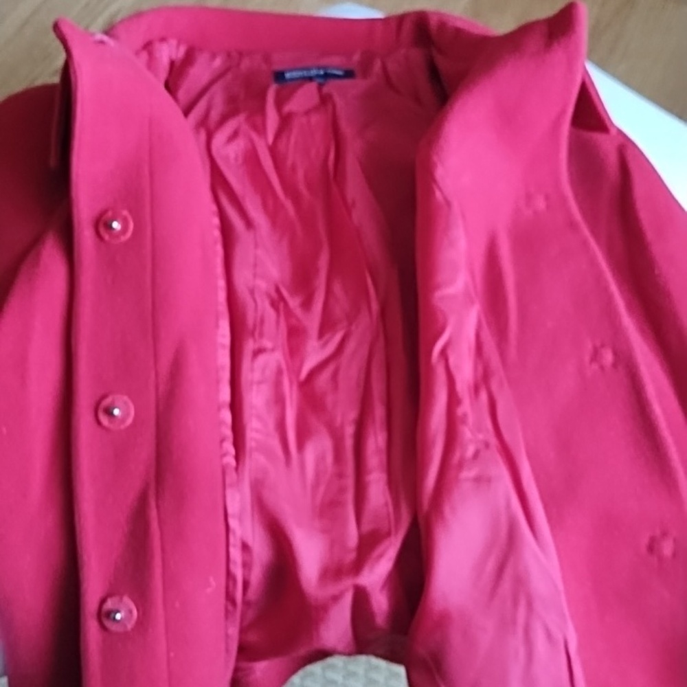 Bright Red Button-Front Wool Coat - Picture 5 of 7